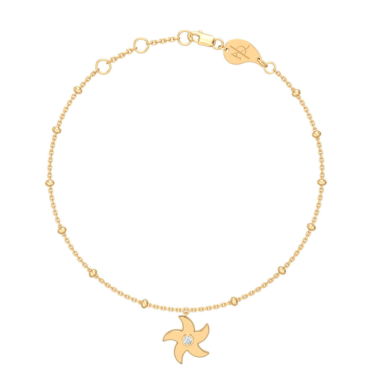 Diamond Starfish Bracelet – Étoile de Mer 0.05 ct / 3.00 g, solid 18K gold, by Aquae Jewels