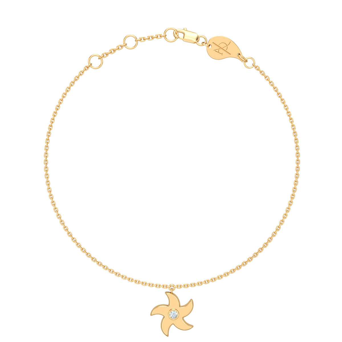 Diamond Starfish Bracelet – Étoile de Mer 0.05 ct / 2.40 g, solid 18K gold, by Aquae Jewels