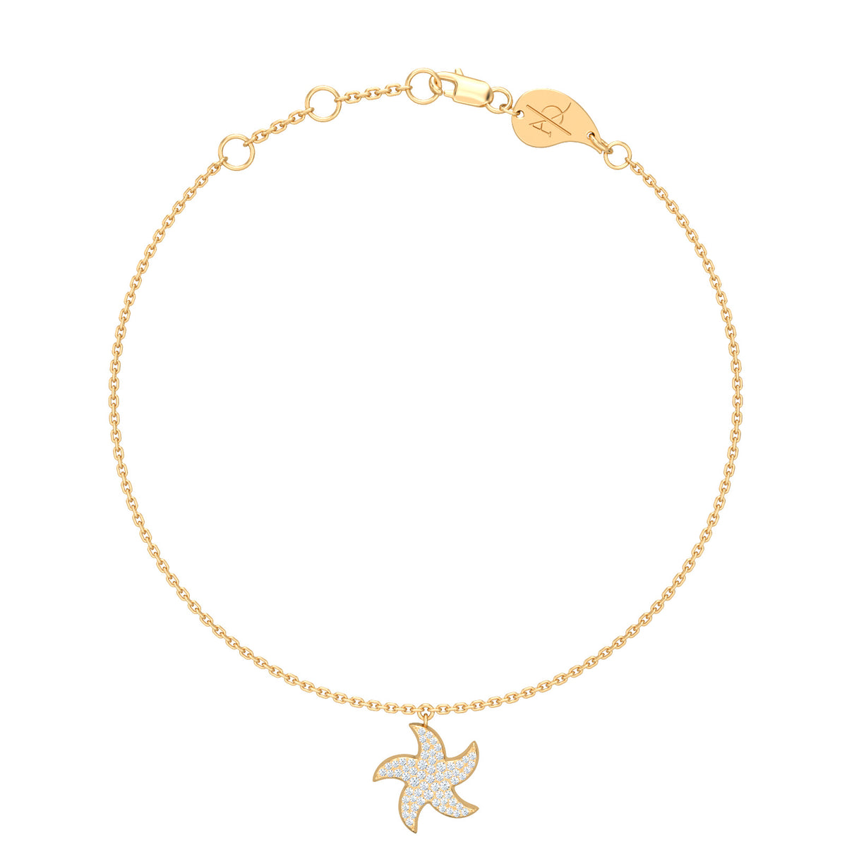 Diamond Starfish Bracelet – Étoile de Mer 0.25 ct / 2.45 g, solid 18K gold, by Aquae Jewels