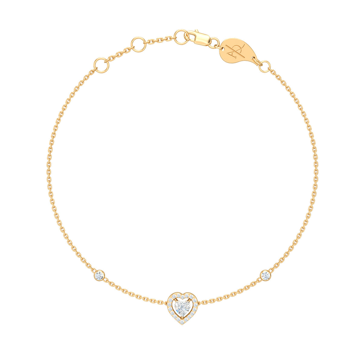 Verona Heart-Cut Bracelet, solid 18K gold, by Aquae Jewels