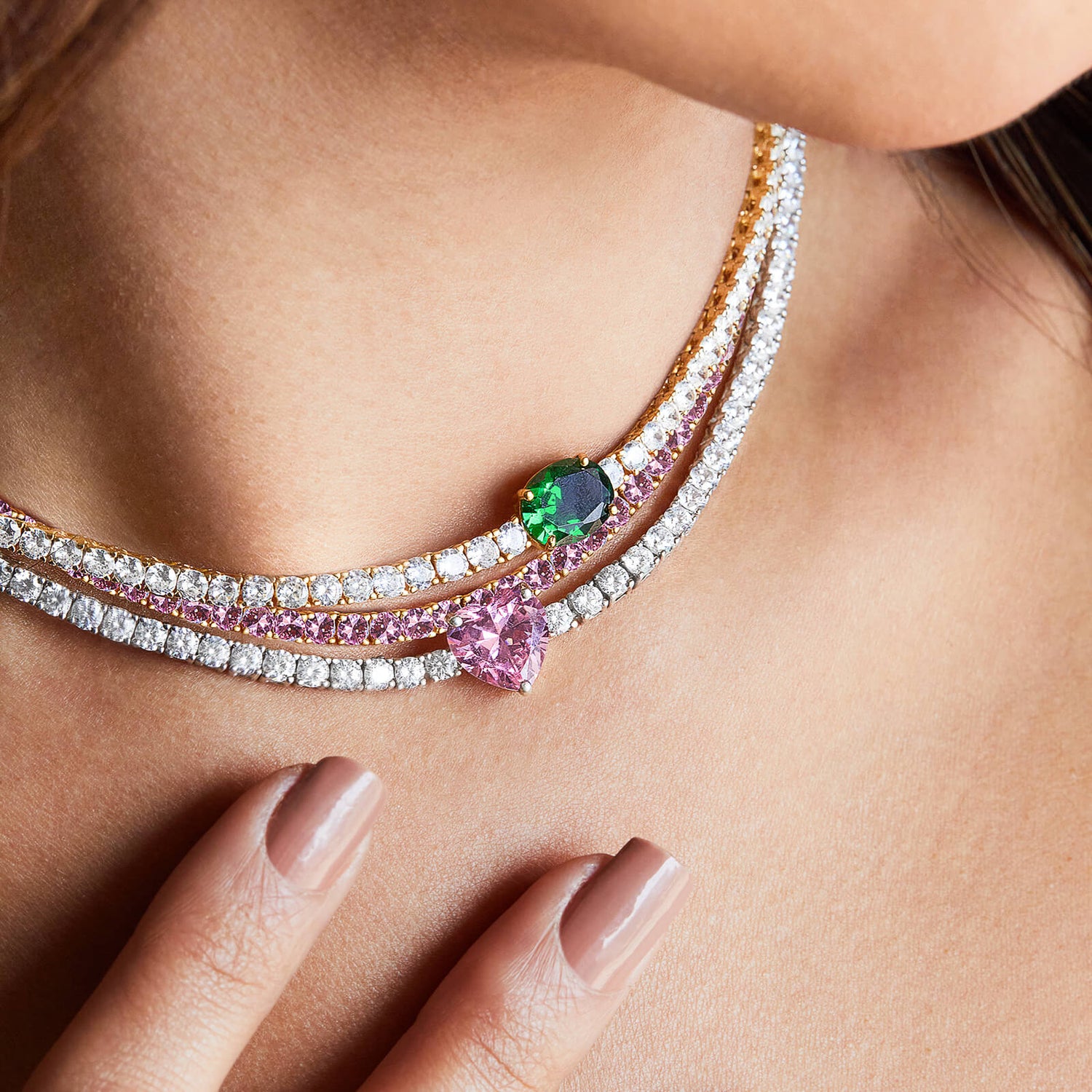 Scarlett Oval Precious Stone Tennis Necklace