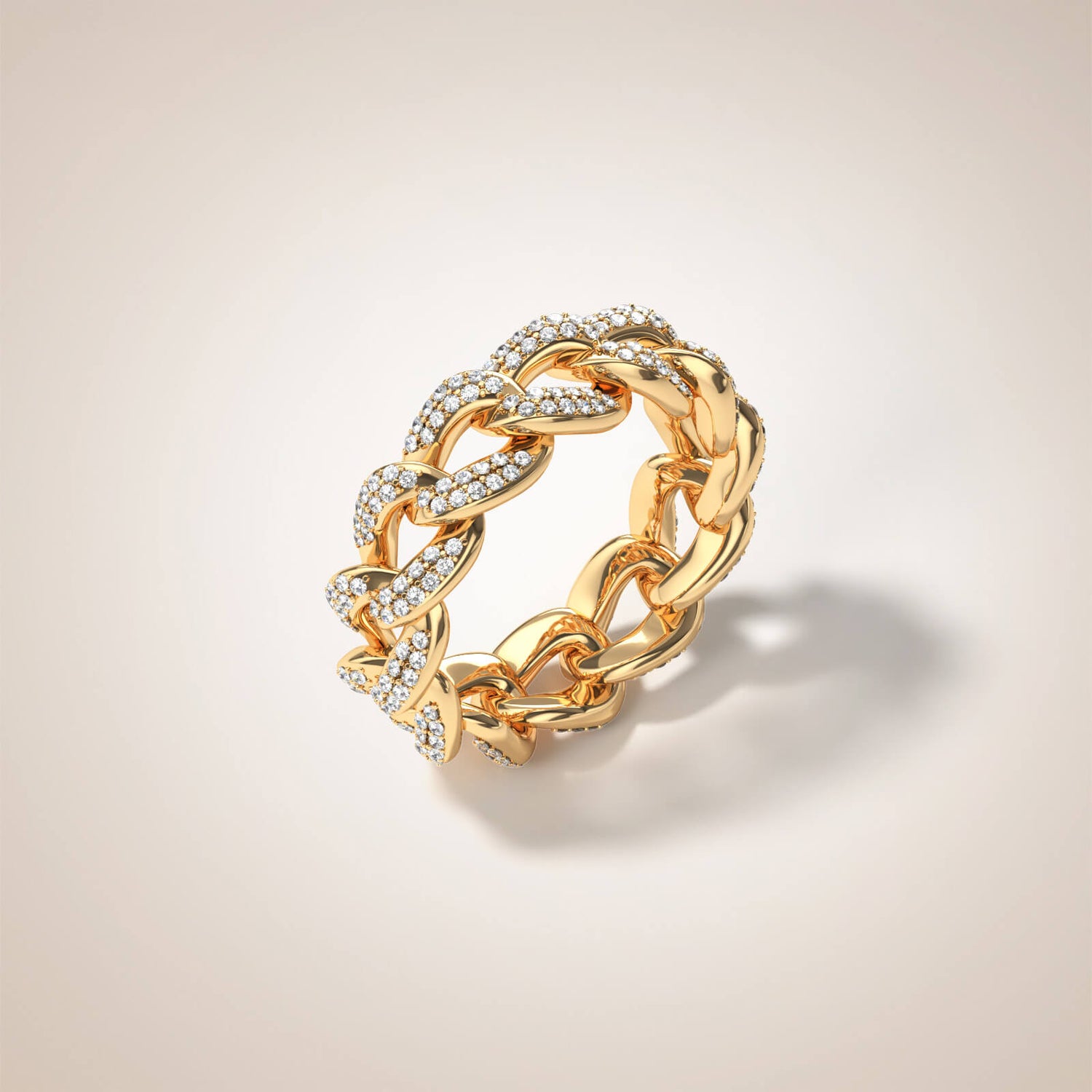 Cuban Pave Diamond Ring