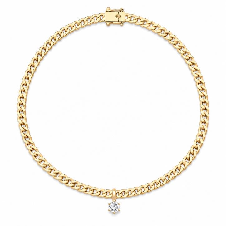Cuban link diamond drop necklace in 18K gold