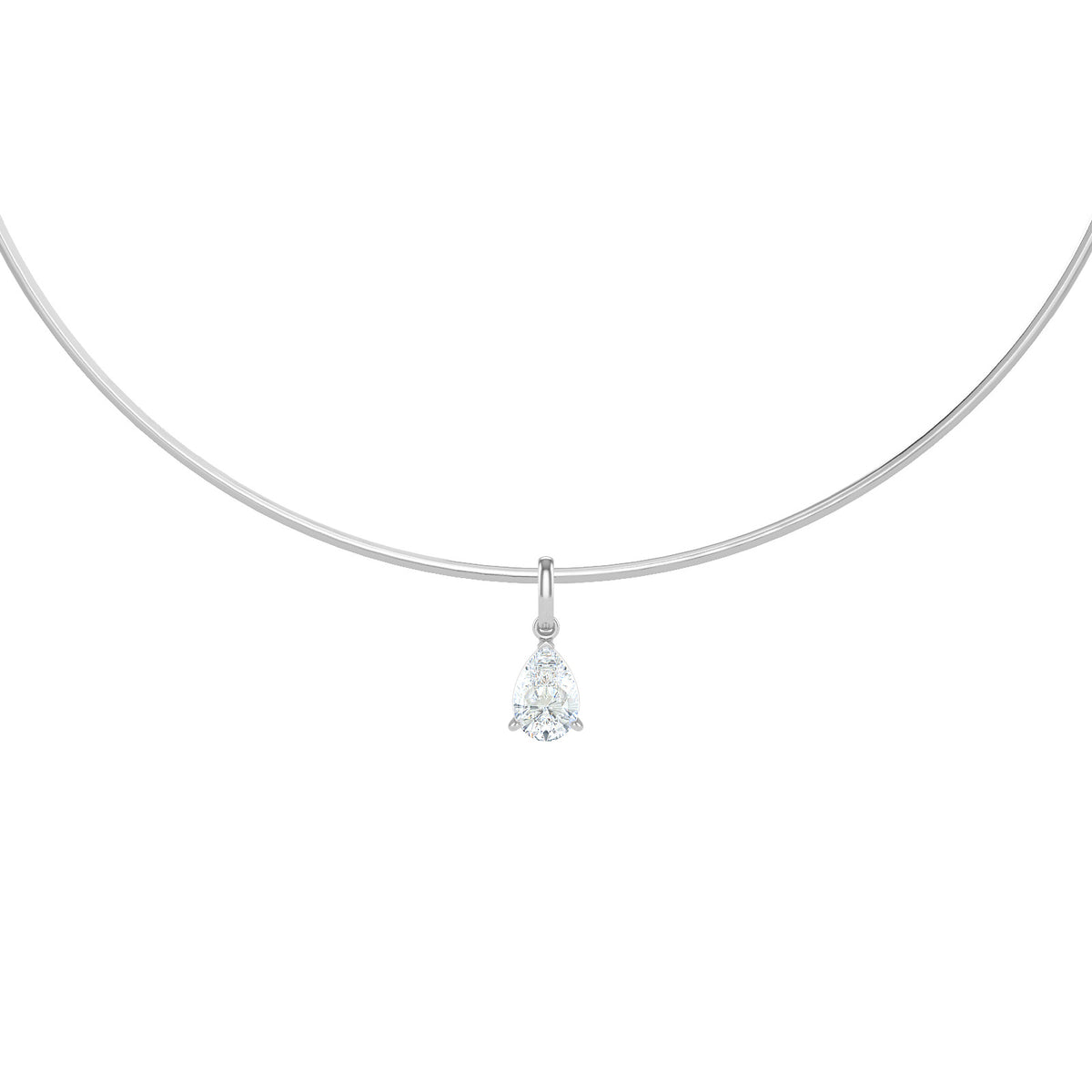 Diamond Drop Omega Choker necklace, solid 18K gold, view 23 of 25