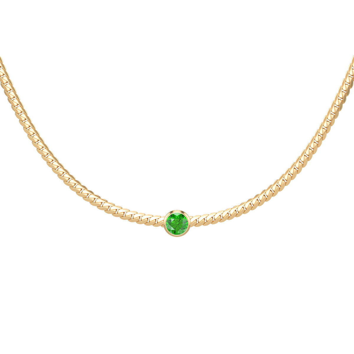 Chevron Link Choker necklace, solid 18K gold, by Aquae Jewels