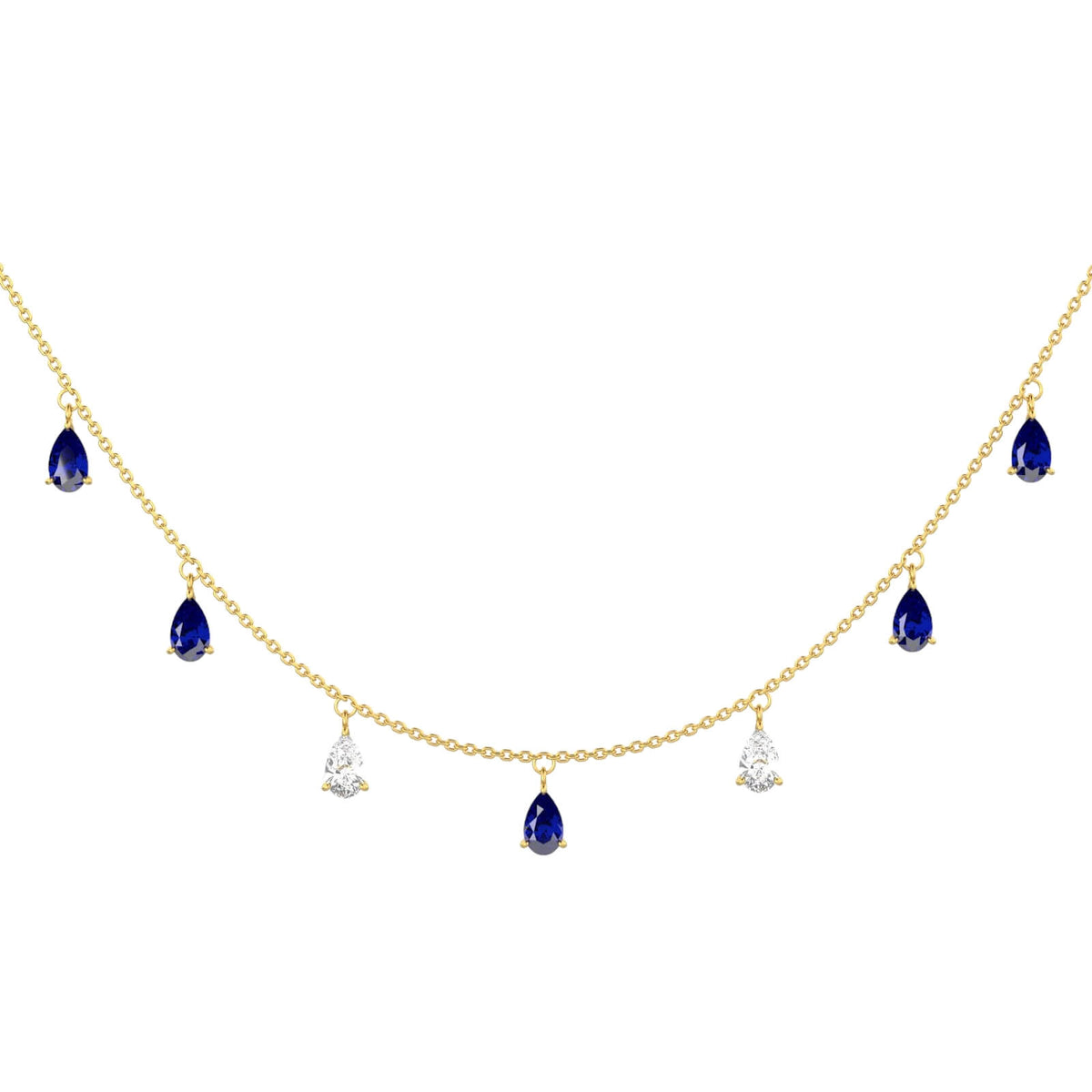 Pear Stone Choker with Constellation Drops in 18K Gold