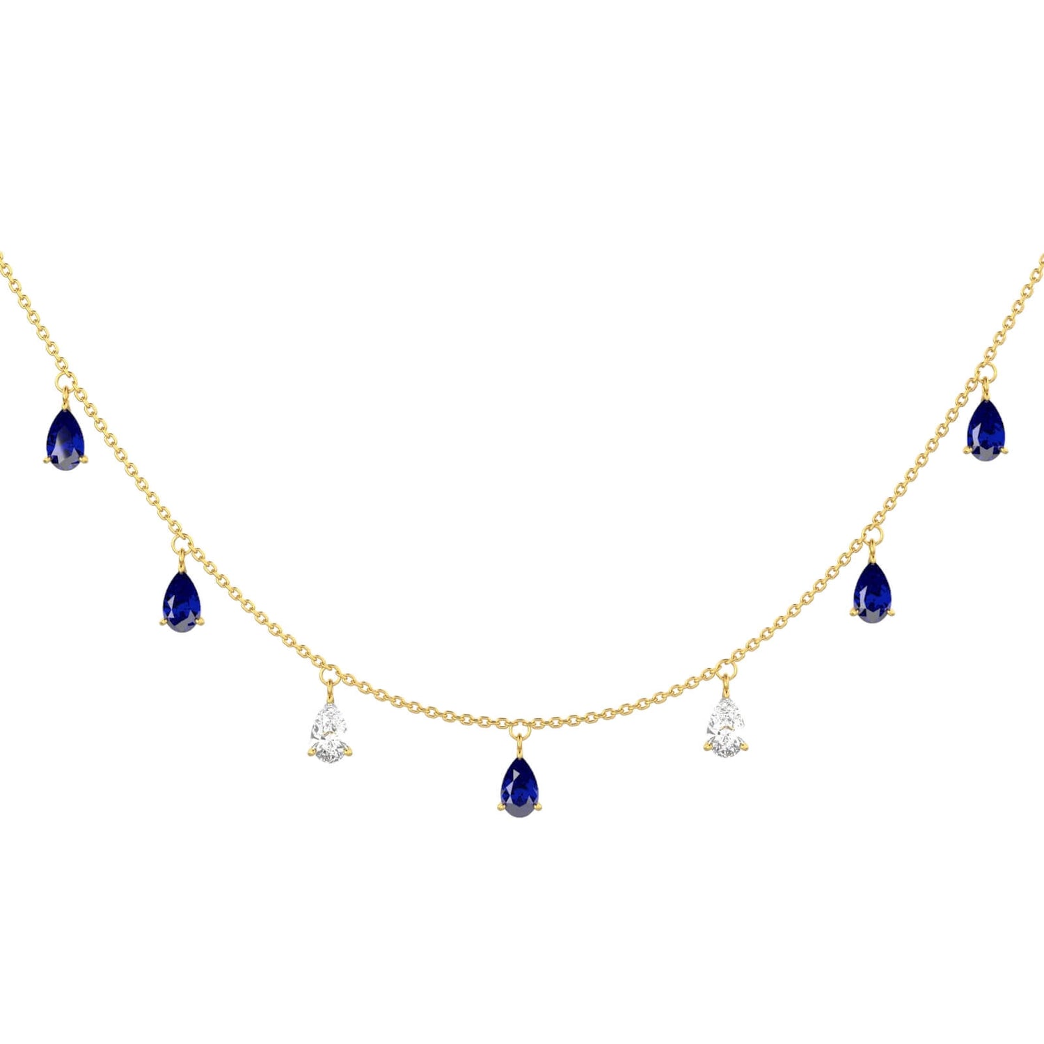 Pear Stone Choker with Constellation Drops in 18K Gold