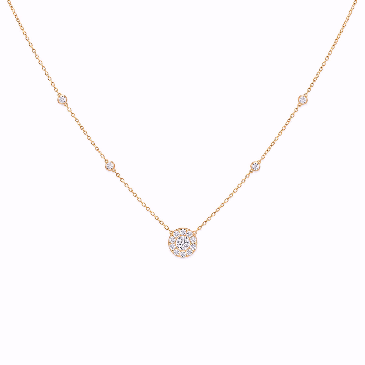Round Diamond Cluster Necklace – Athena, solid 18K gold, view 4 of 8