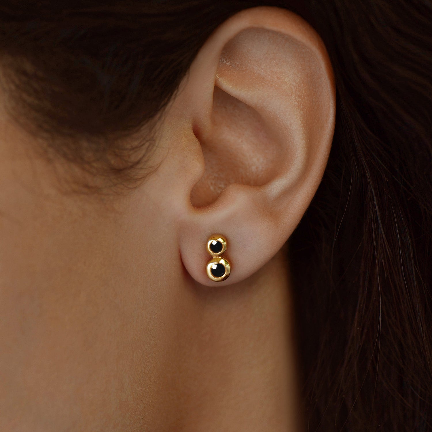 Black Diamond Duo Stud Earrings