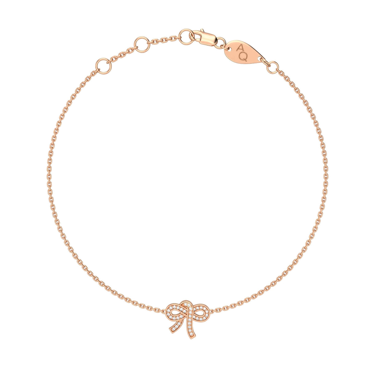 Diamond Bow Bracelet, solid 18K gold, view 3 of 5