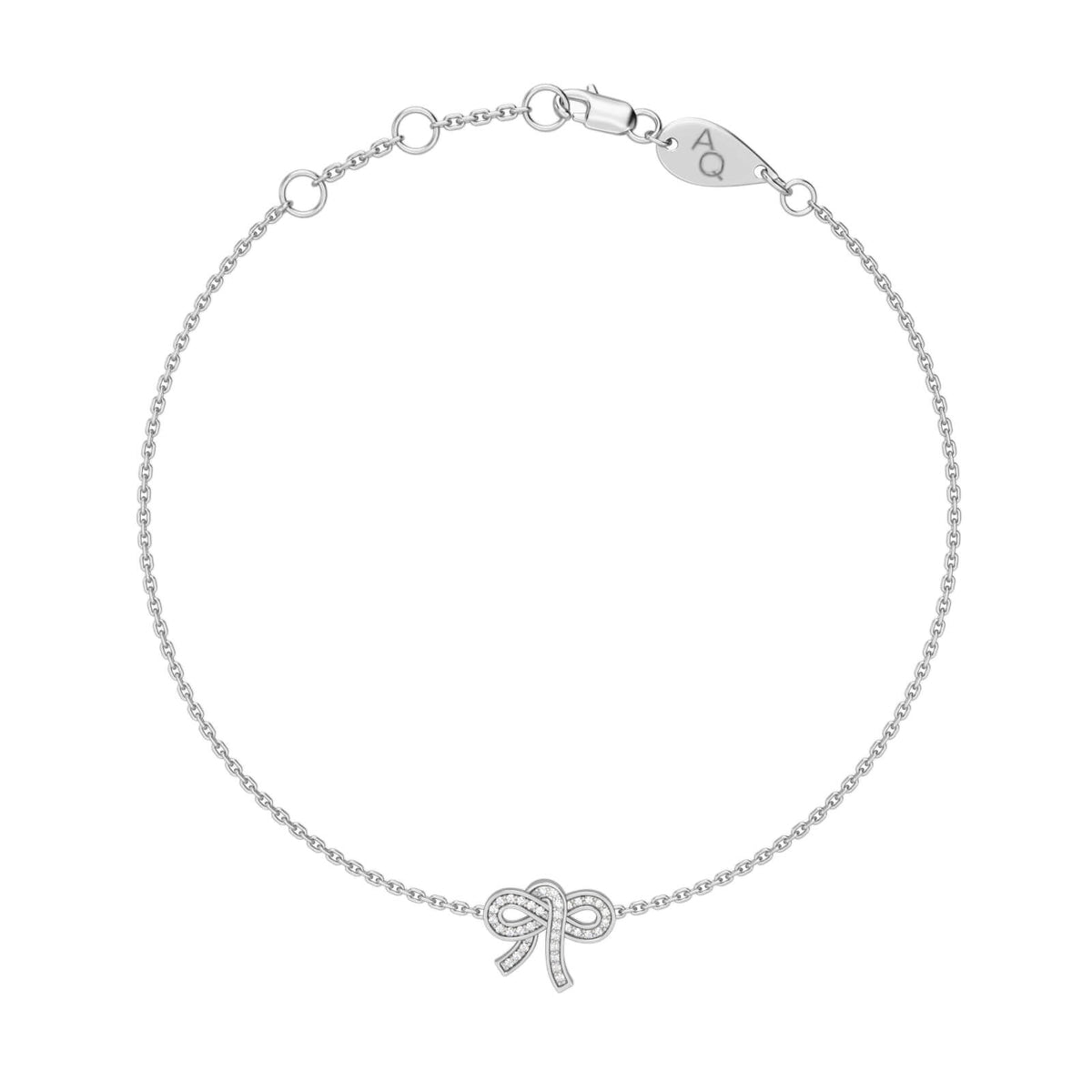 Diamond Bow Bracelet, solid 18K gold, view 4 of 5