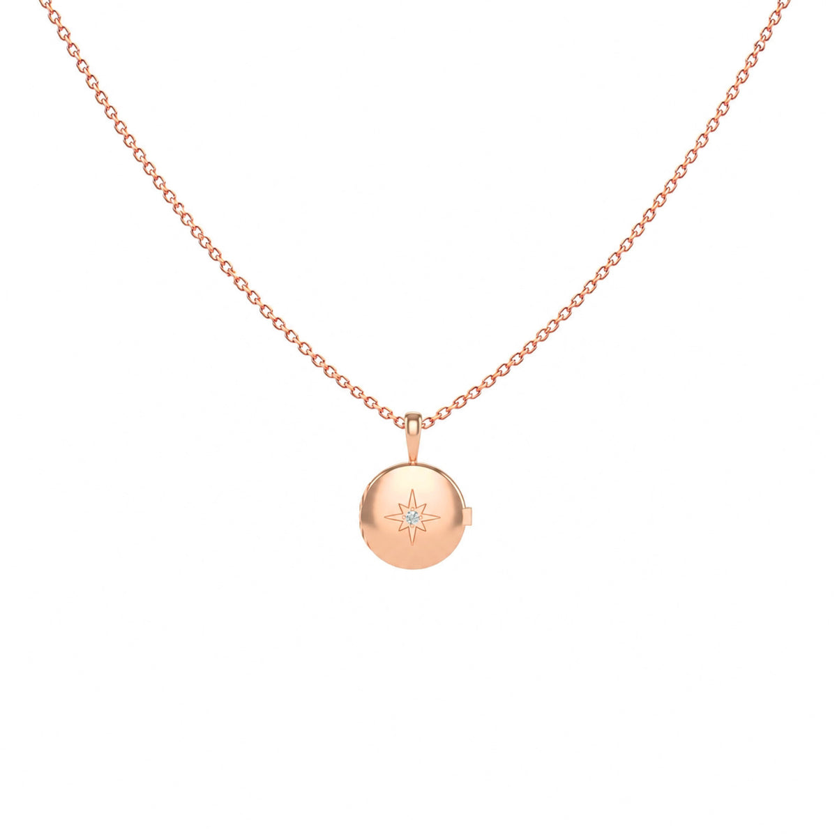 Diamond Star Locket Necklace Rose