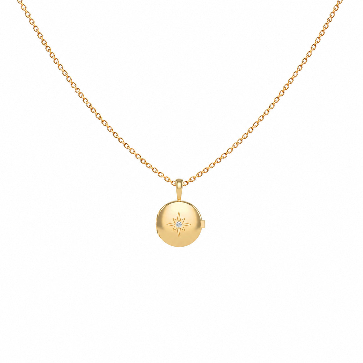 Diamond Star Locket Necklace Yellow
