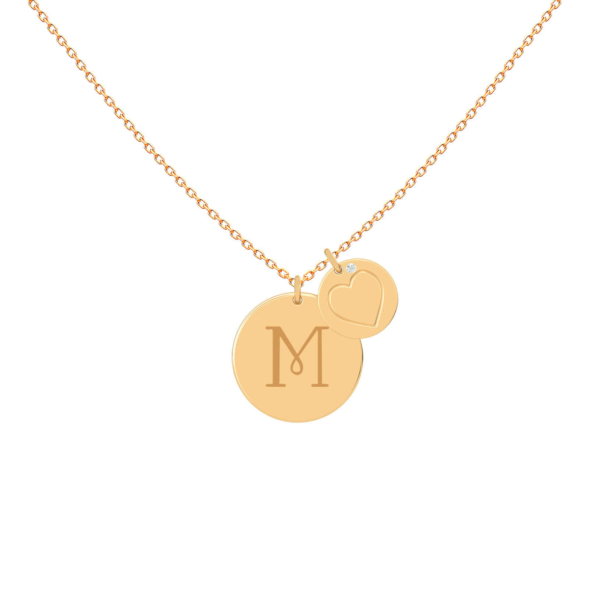 Engraved double gold medallion necklace in 18K gold – Duo