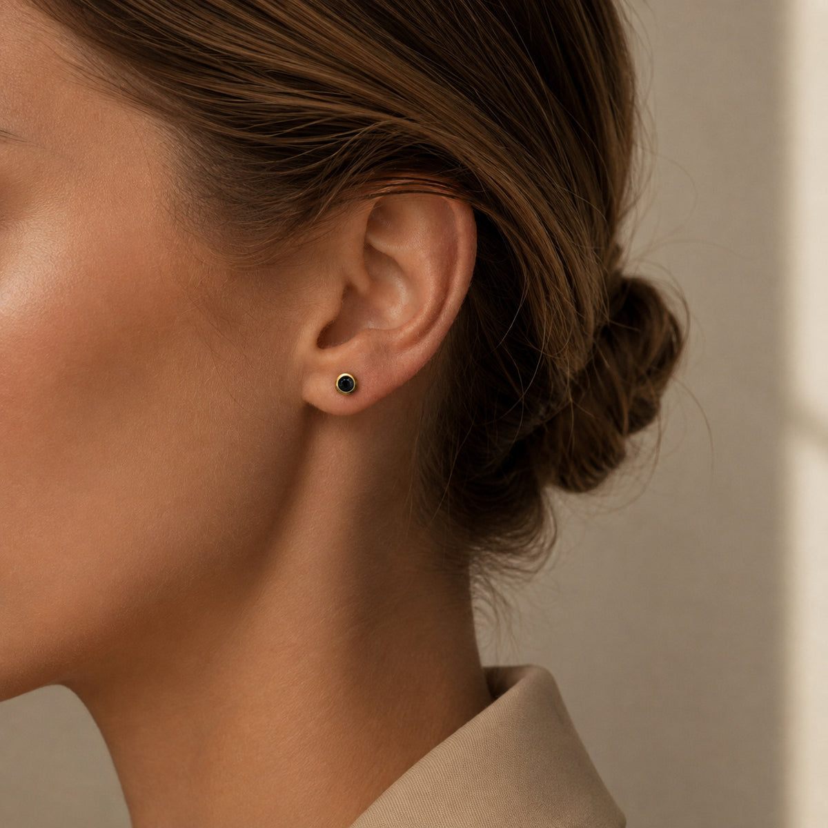 Black Diamond Solitaire Stud Earrings