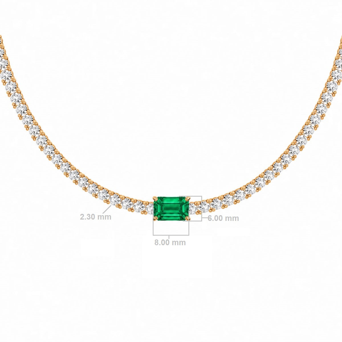 Emerald-Cut Gemstone & Diamond Tennis Necklace