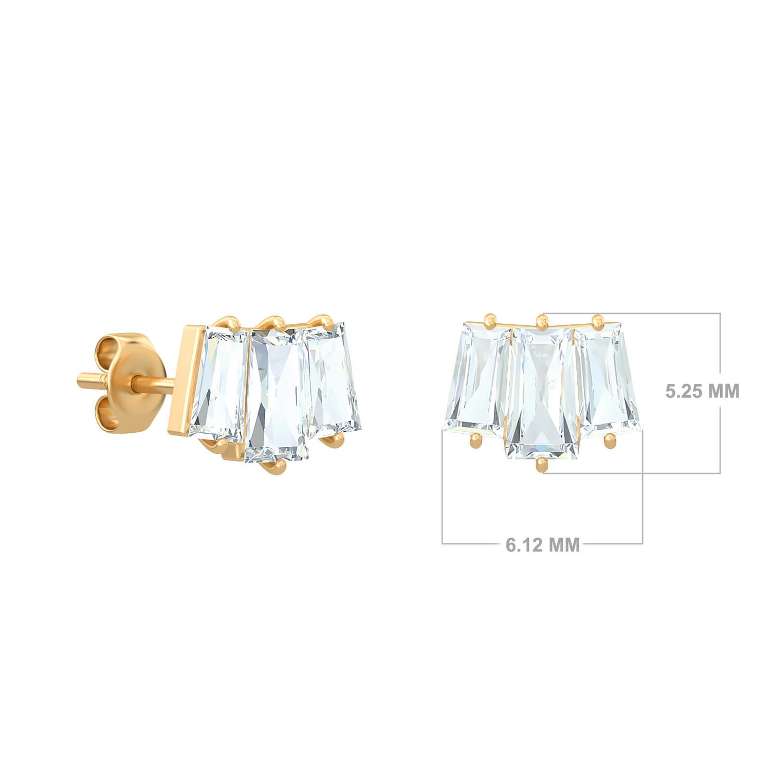 Classic Baguette Stud Earrings
