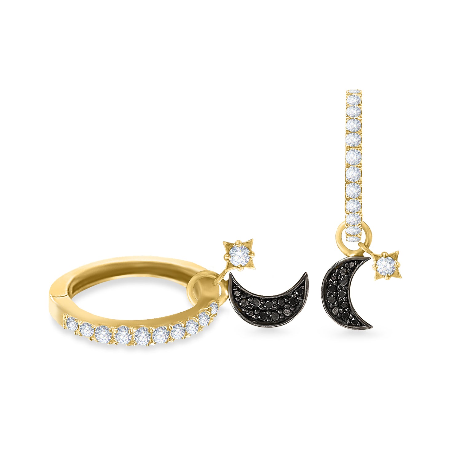 Moon &amp; Star Hoop Earrings