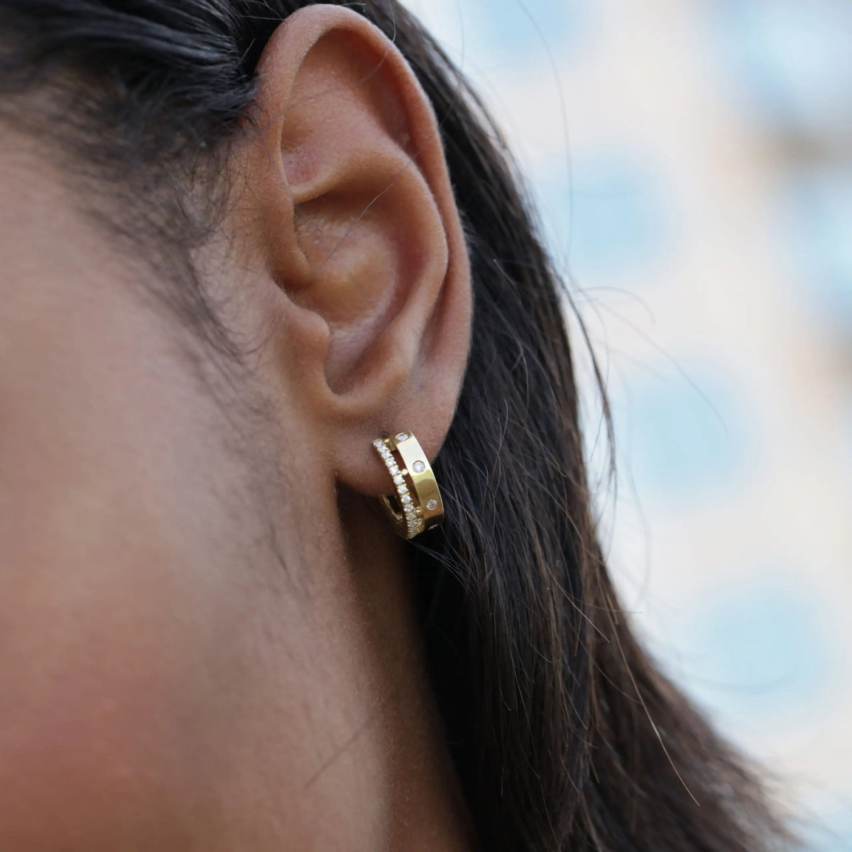 Rich & Bold Hoop Earrings, solid 18K gold, view 3 of 9