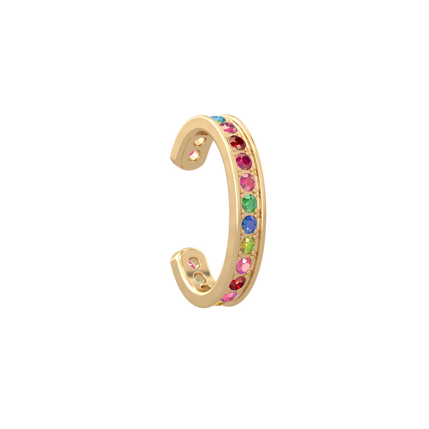 Single Line Color Stone Cuff Earring