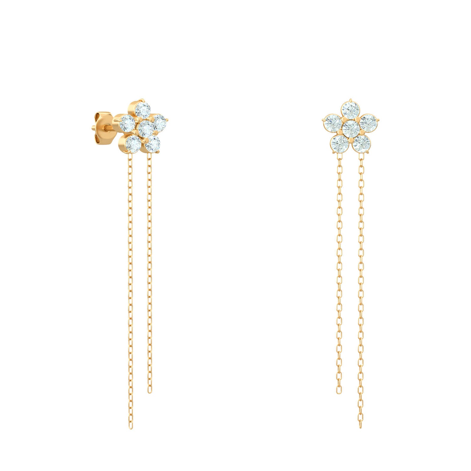 Long Fairy Flower Stud Earrings