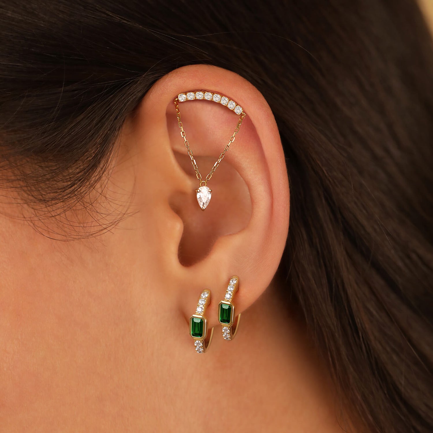Emerald Cut Hoop Earrings
