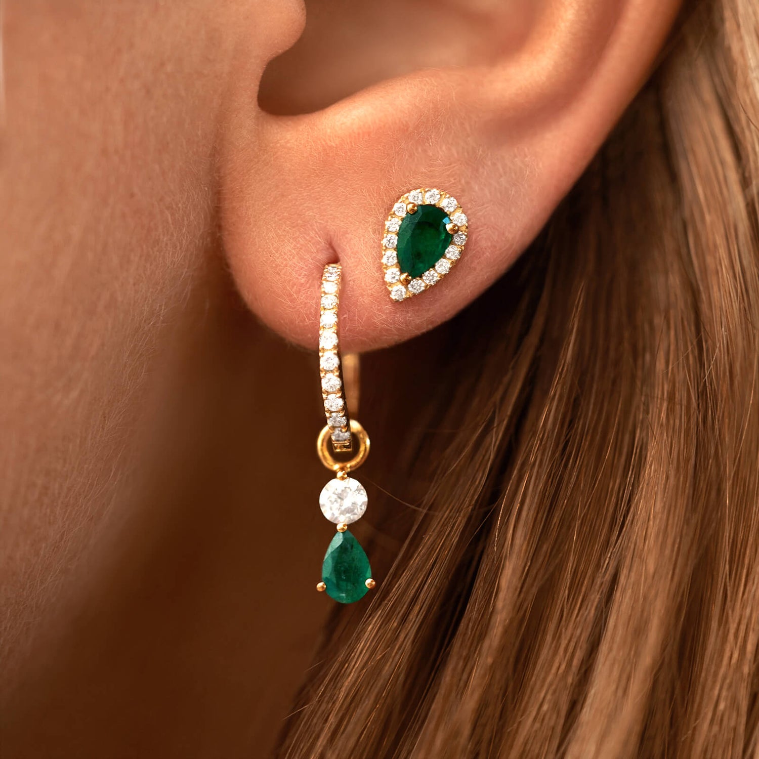 Empress Precious Stone Stud Earrings