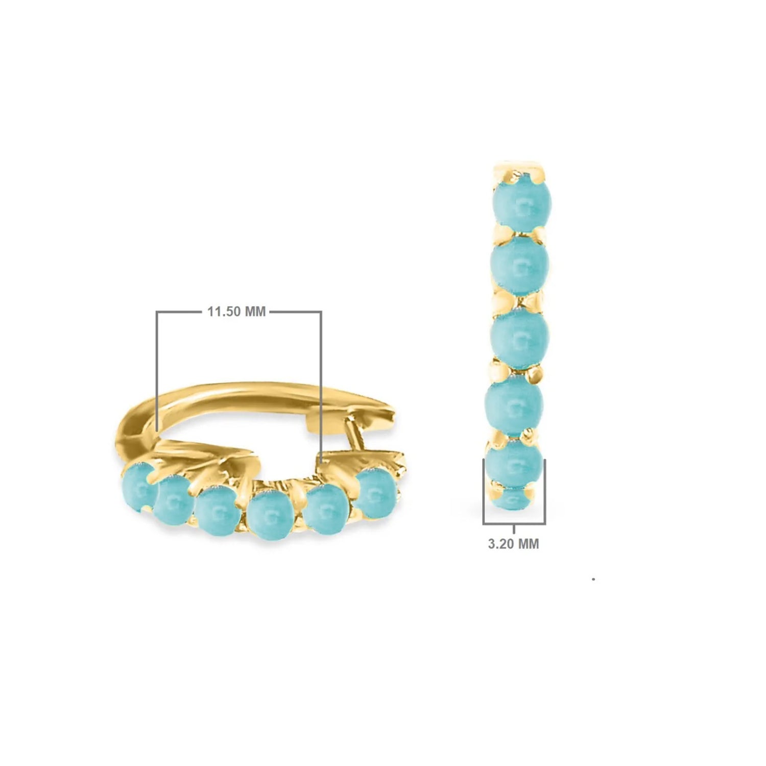 Turquoise Hoop Huggie Earrings