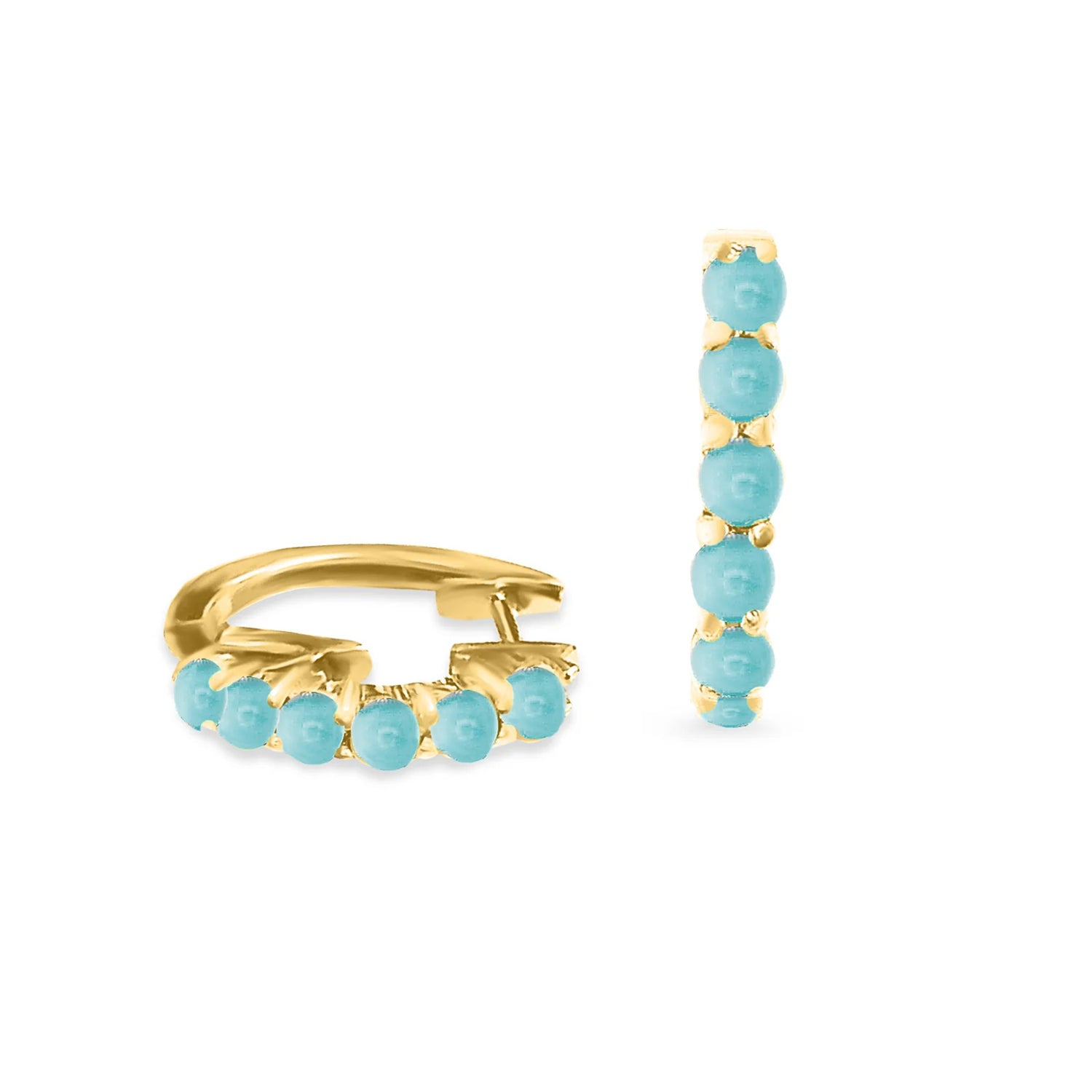 Turquoise Hoop Huggie Earrings