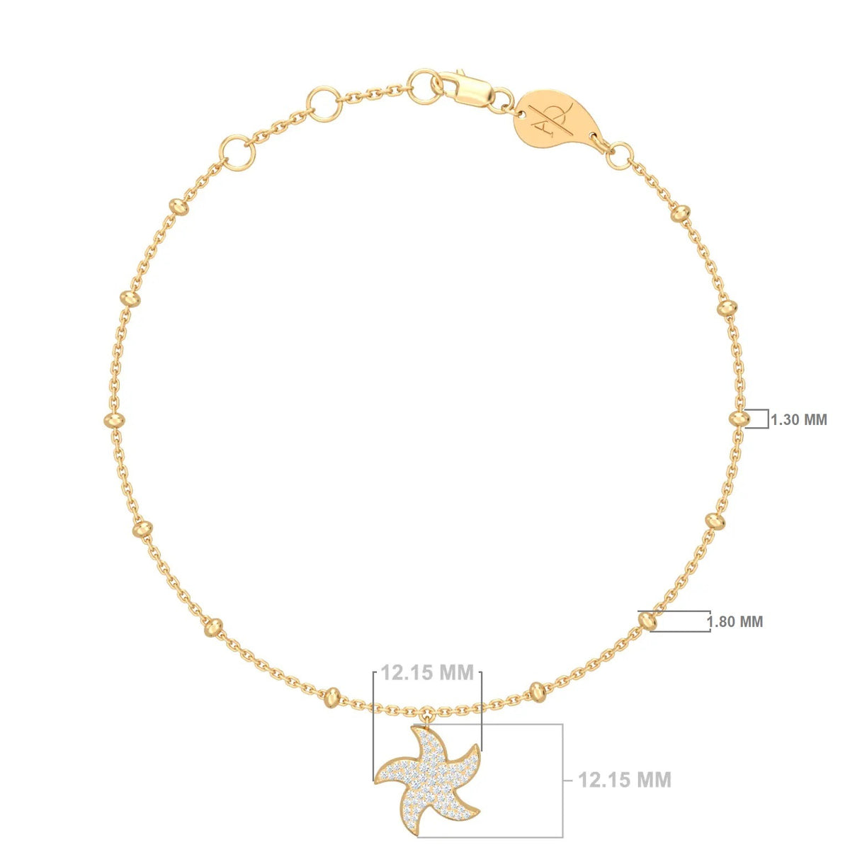 Diamond Starfish Bracelet – Étoile de Mer 0.25 ct / 3.00 g, solid 18K gold, view 3 of 4