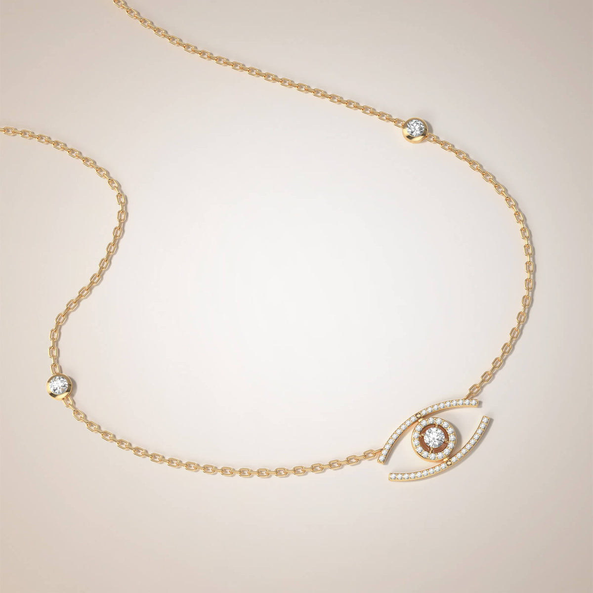 Diamond openwork evil eye pendant necklace in 18K gold – Grand