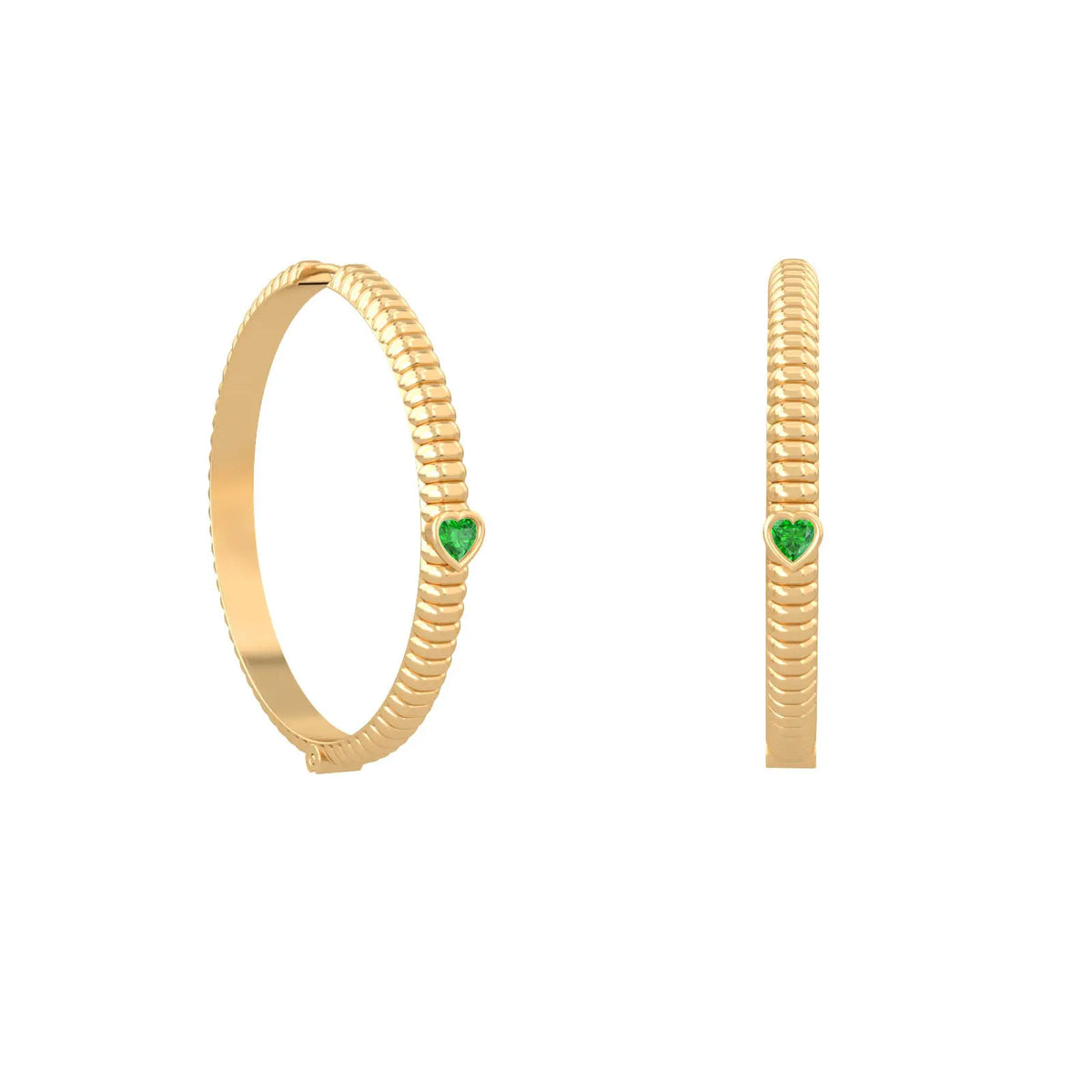 Hermes Heart Tall Hoop Earrings, solid 18K gold, by Aquae Jewels