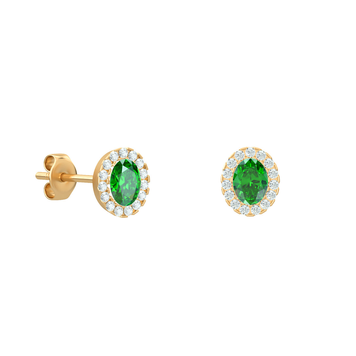 Princess Stud Earrings, solid 18K gold, by Aquae Jewels