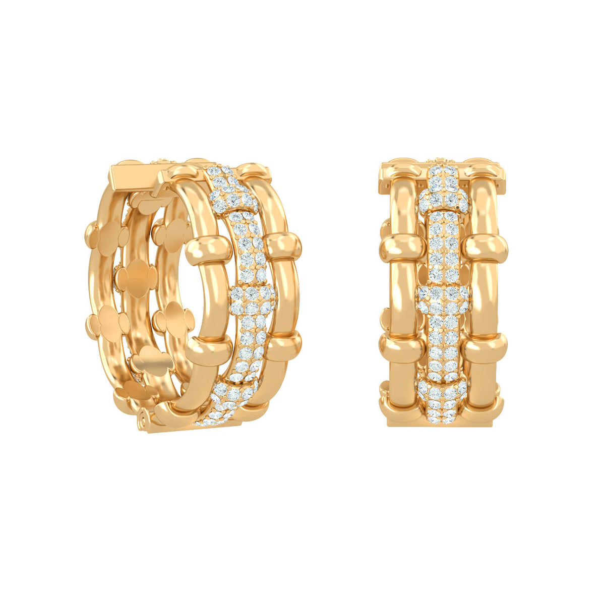 Woven Gold & Diamond Hoop Earrings – Burlington, solid 18K gold, by Aquae Jewels