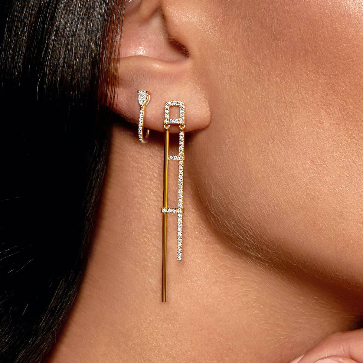 Earrings Pear Crochet, 18K Gold & Diamonds