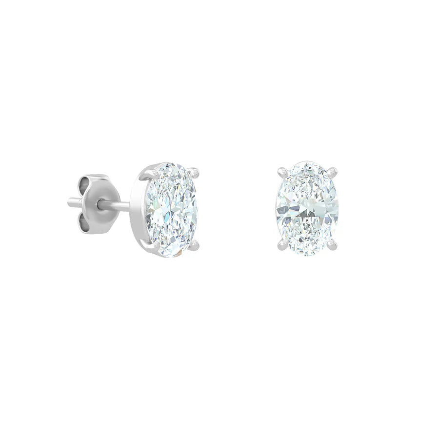 Pure Solitaire Stud Oval Earrings