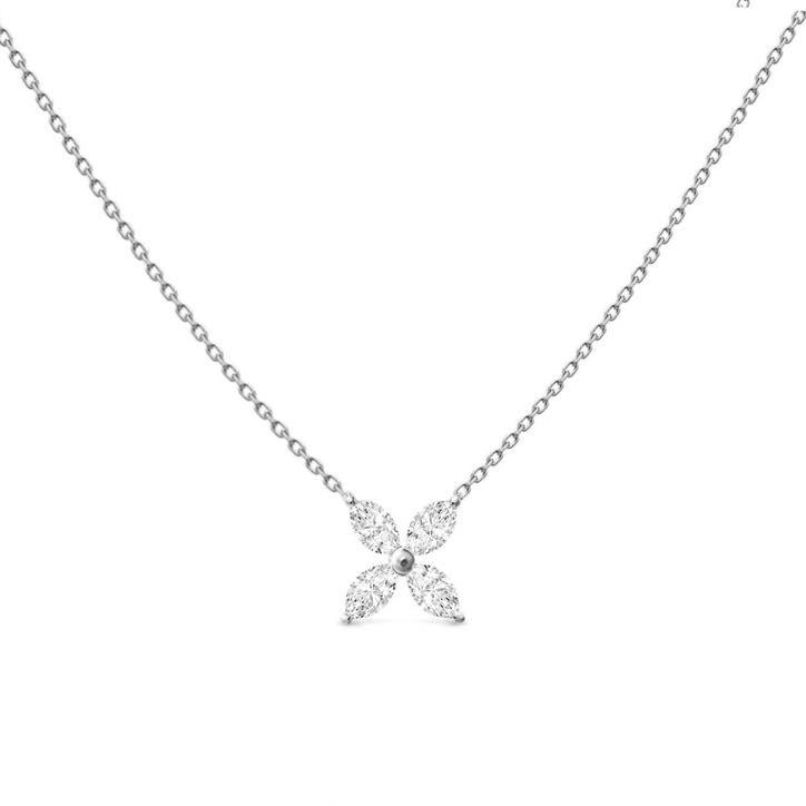 Diamond Flower Pendant Necklace – Filipina, solid 18K gold, view 5 of 9
