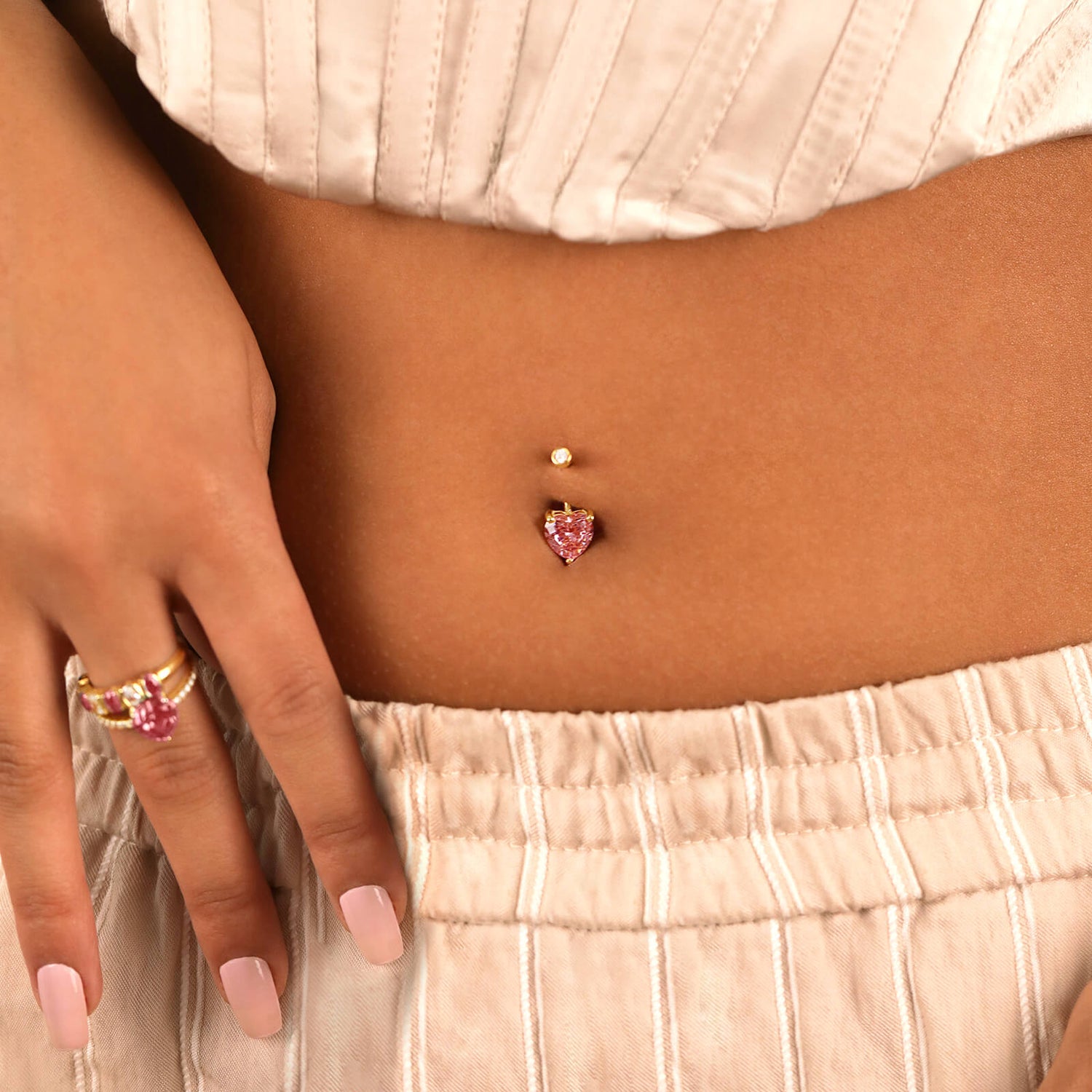 Precious Stone Heart  Belly Button
