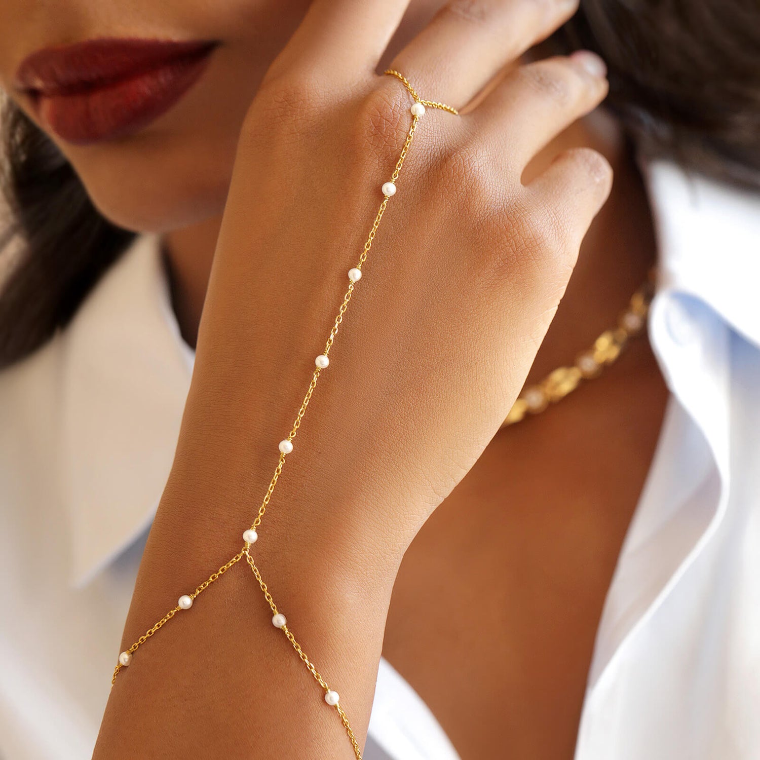 Pearls Hand Chain