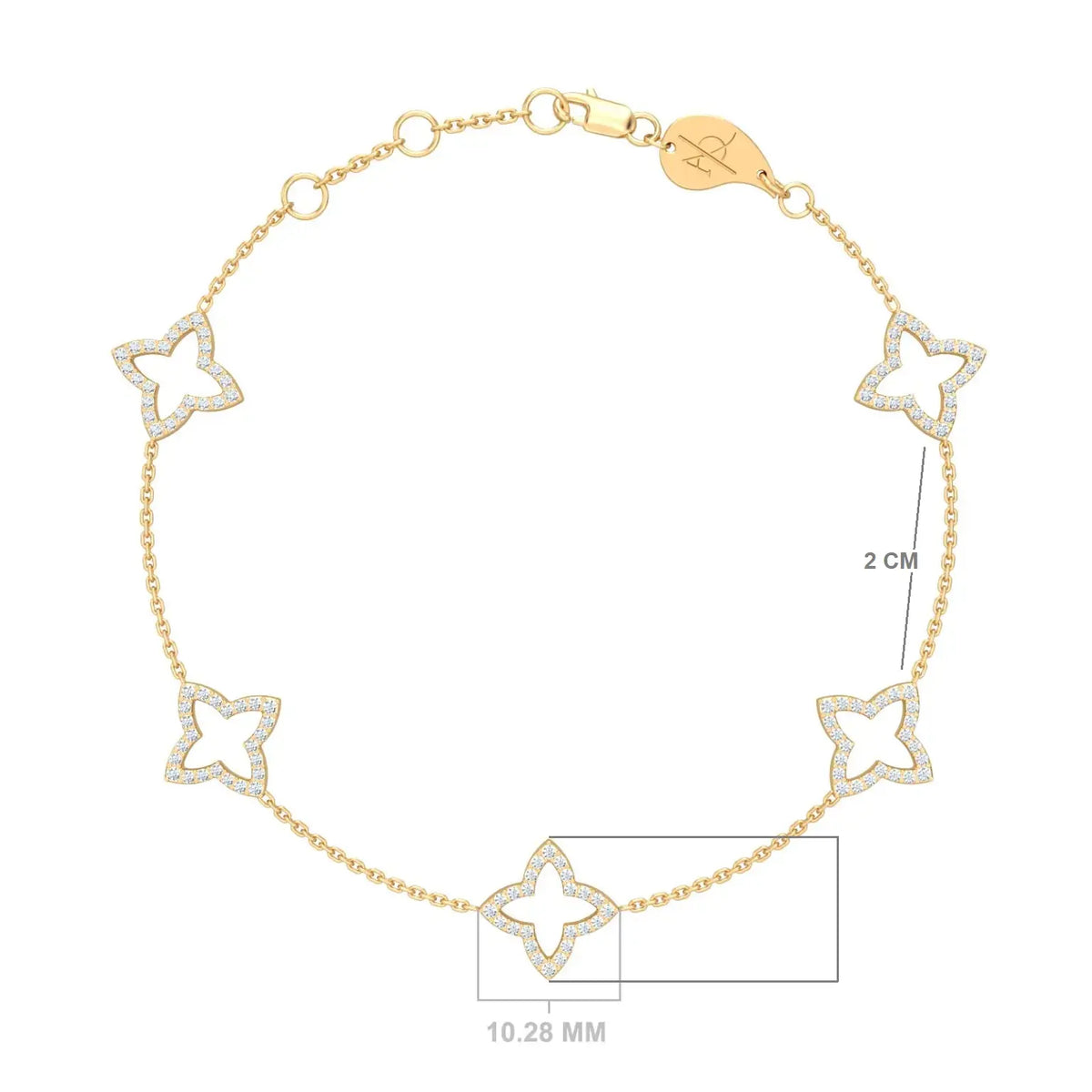 Hera Diamond Bracelet, solid 18K gold, view 2 of 3