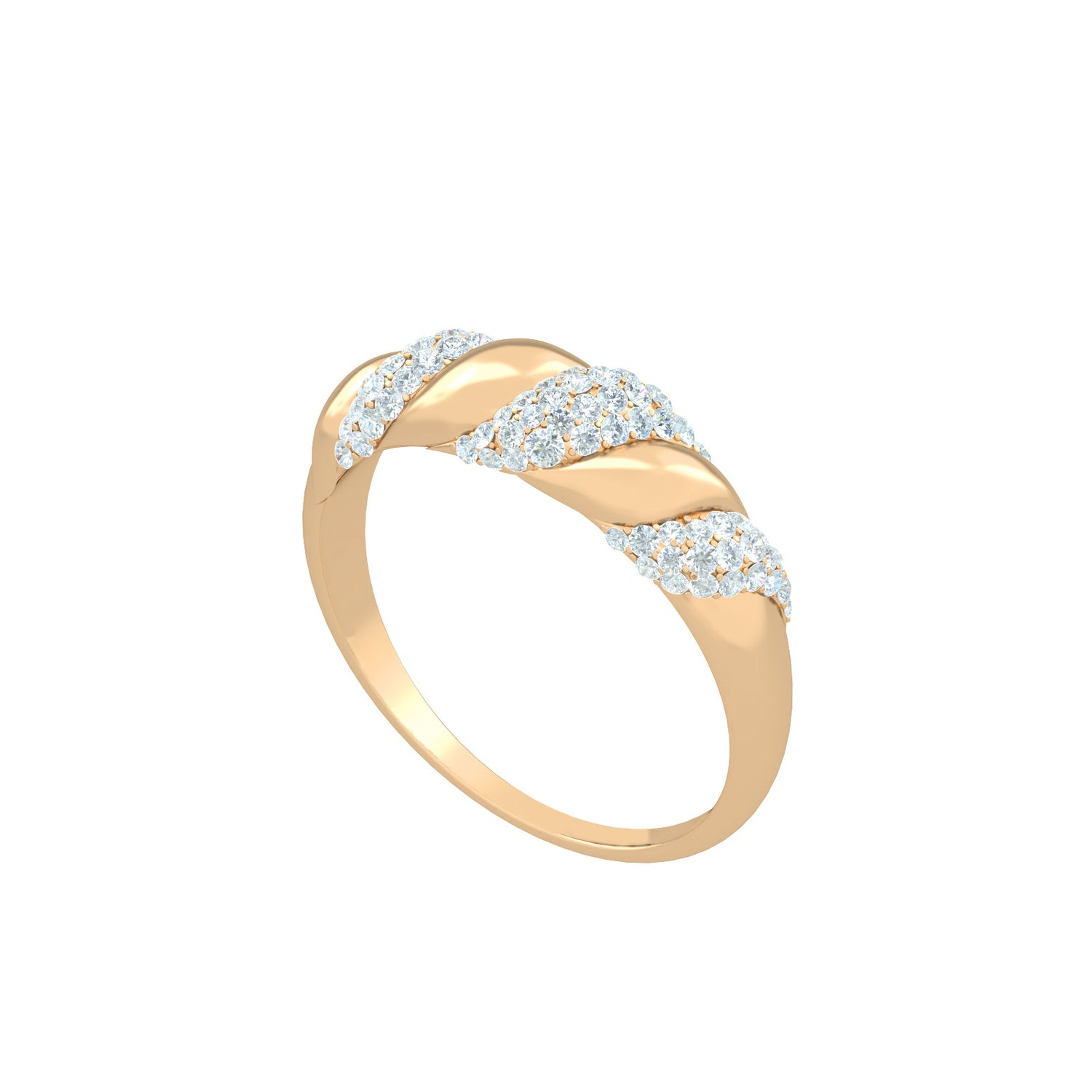 3 Diamond Rows Helix Ring