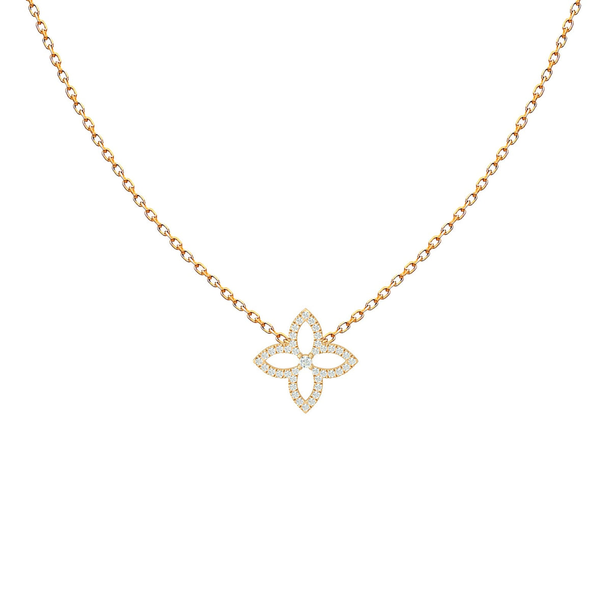 Diamond flower pendant necklace in 18K gold – Hera
