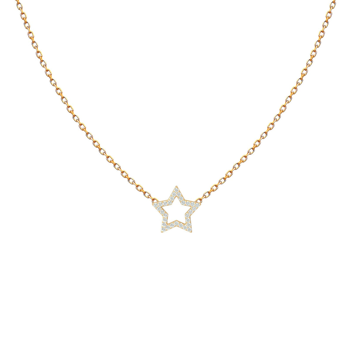 Open diamond star pendant necklace in 18K gold – Hollywood Star