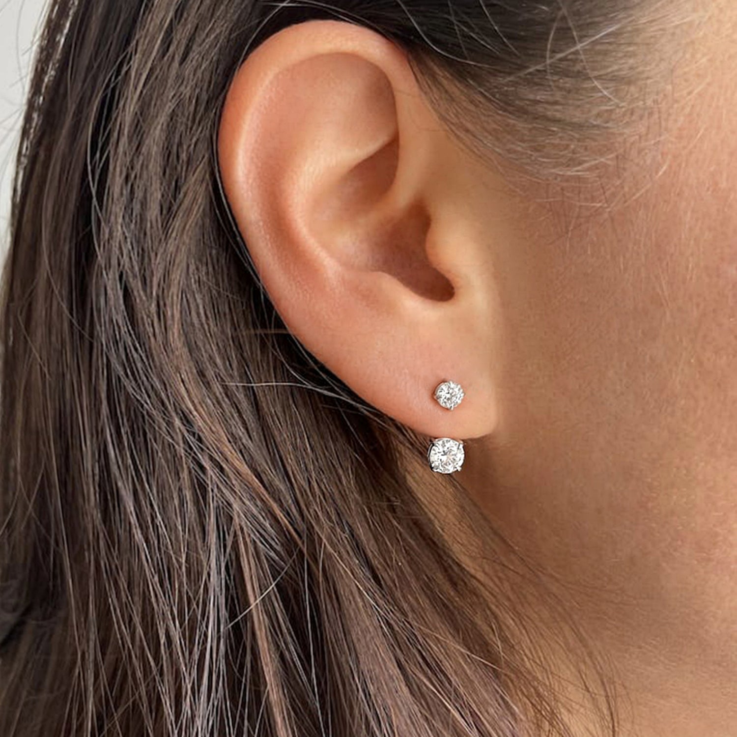 Double Diamond Stud Earrings