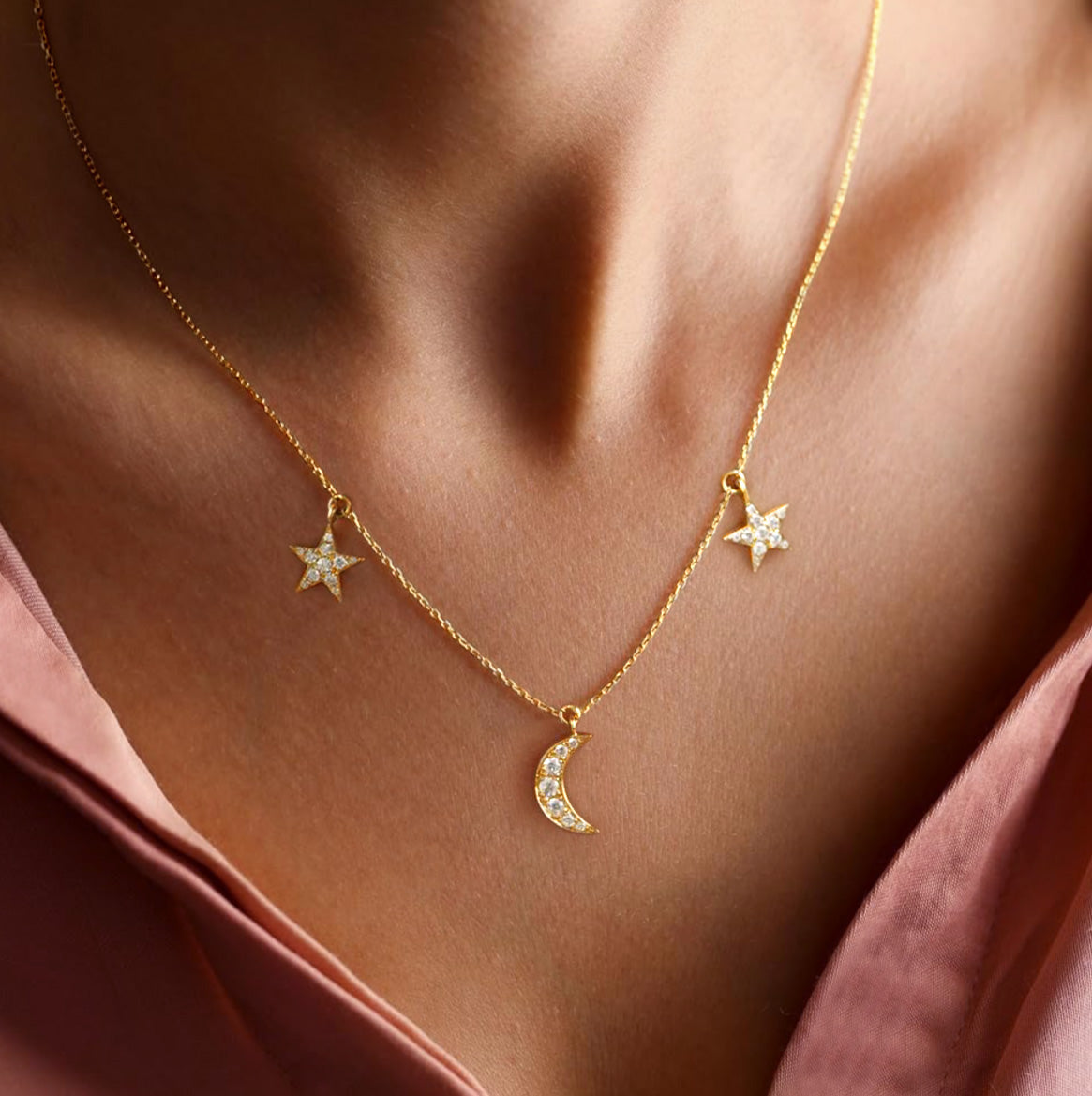 Mini Moon and Stars Necklace