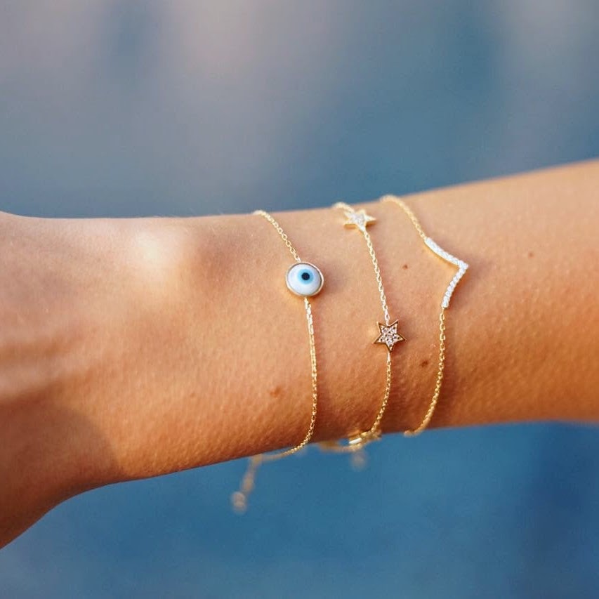 Evil Eye Bracelet, solid 18K gold, view 2 of 6
