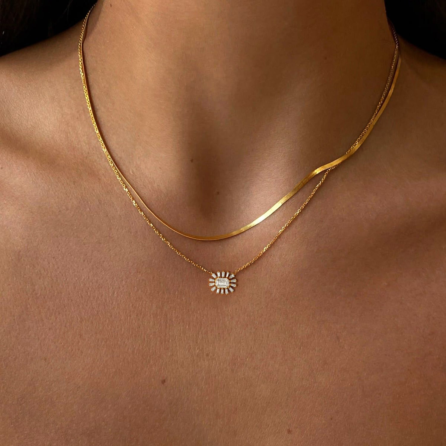 Cleopatra Diamond Baguette Necklace
