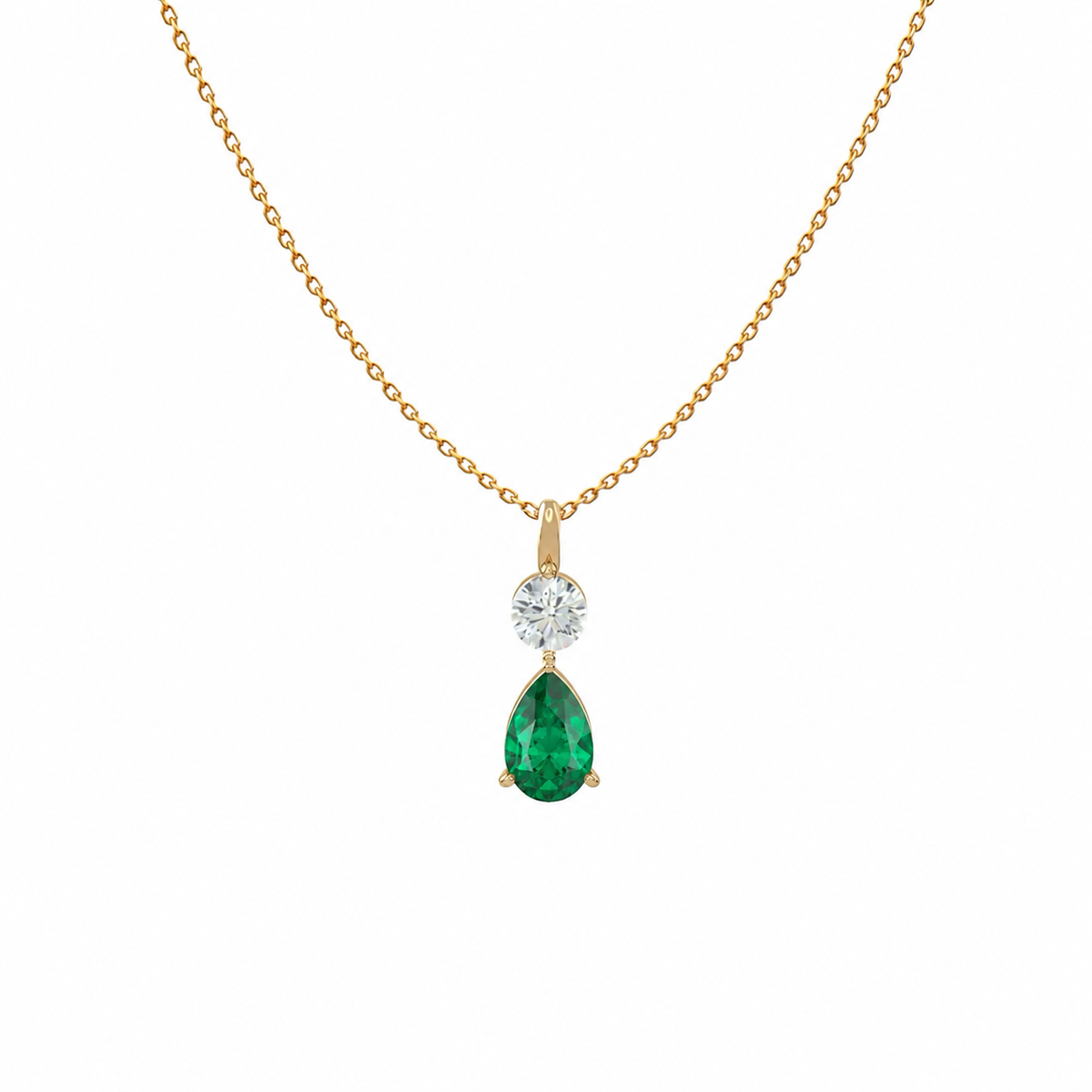 Pear-cut precious stone and diamond necklace in 18K gold – Java