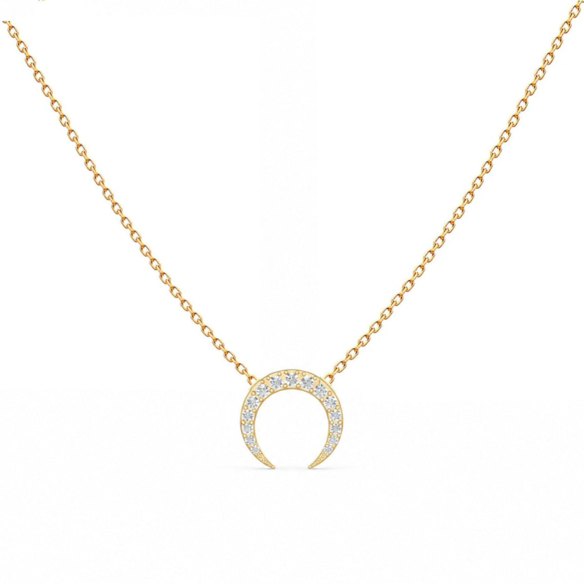 Diamond crescent moon pendant necklace in 18K gold – Layla