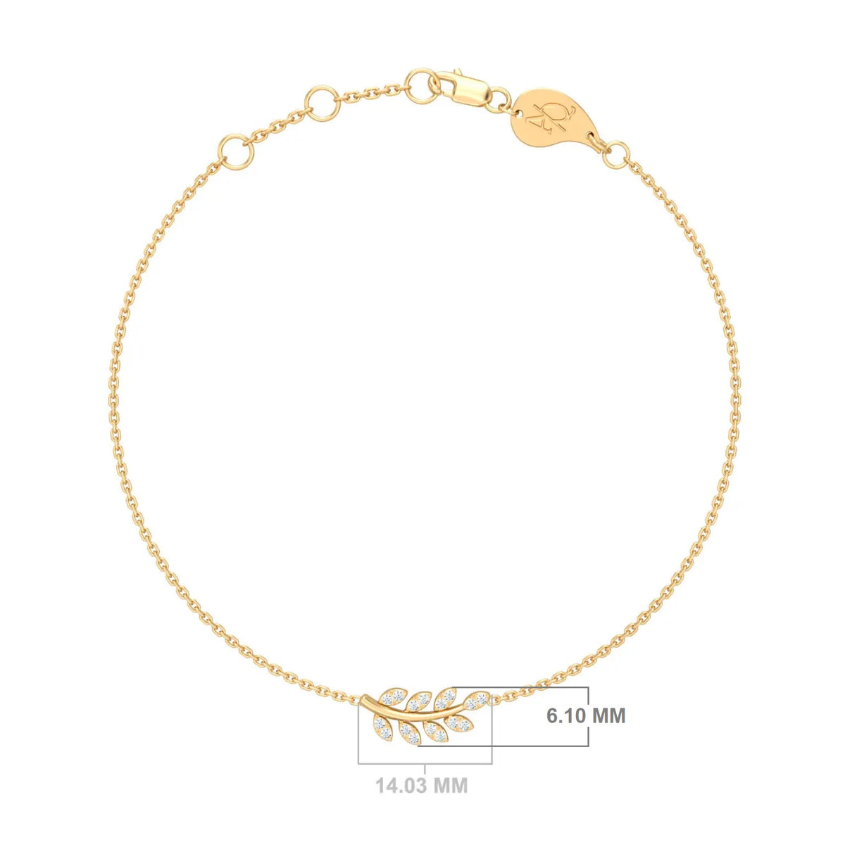 Leaf of Hope Chain Bracelet, solid 18K gold, view 3 of 6